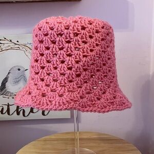 Handmade Crochet Pink Women's Bucket Hat